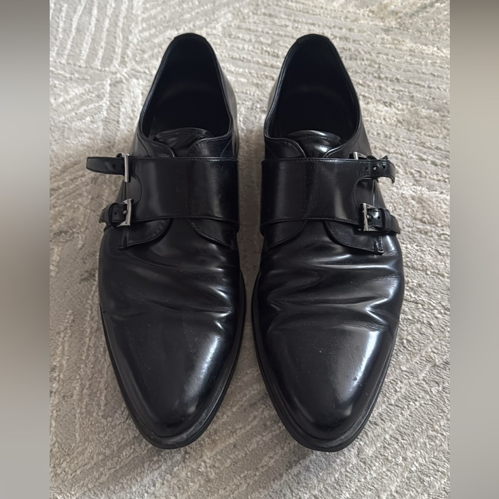 Prada Black Leather Oxfords